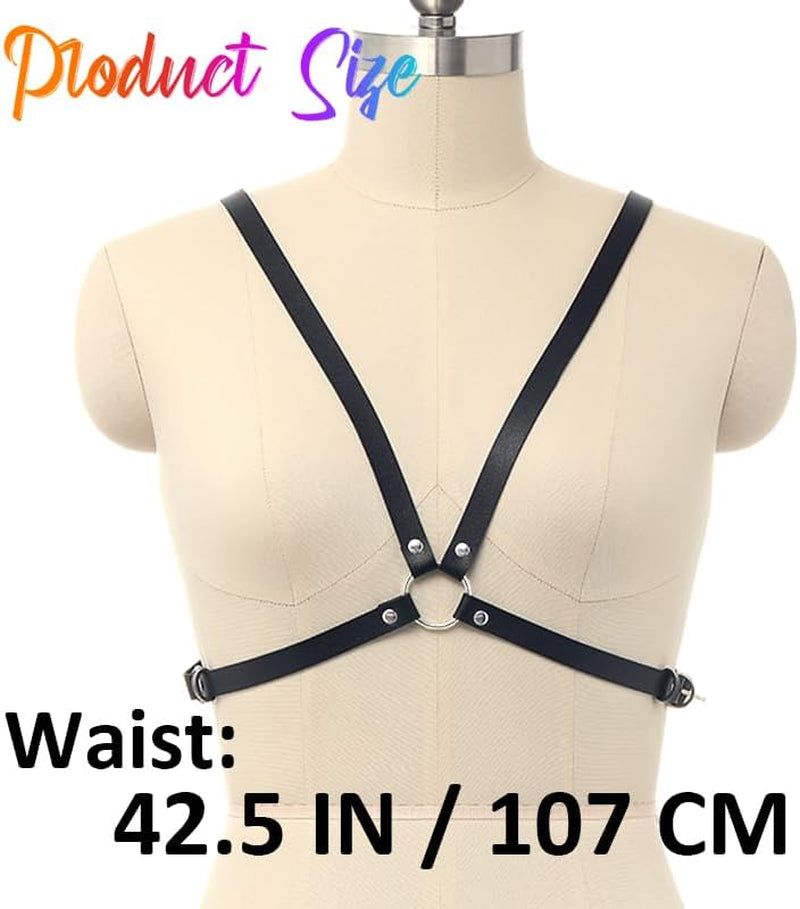 Leather Harness Belt Black Chest Harness Goth Fashion Belts for Women