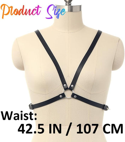 Leather Harness Belt Black Chest Harness Goth Fashion Belts for Women