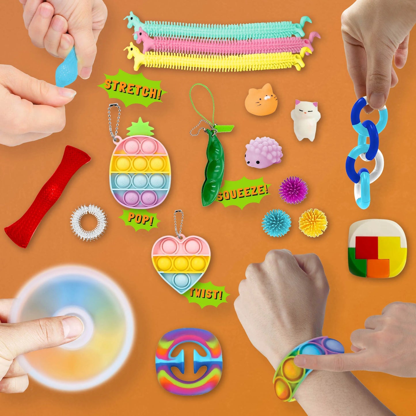 Ultimate 24-Piece Orange Fidget Set for Stress Relief and Focus