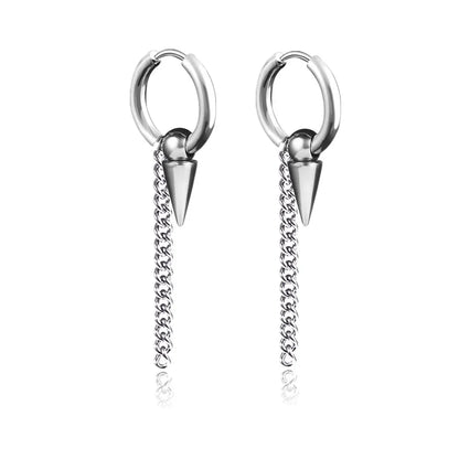 New Punk Stainless Steel Chain Hoop Earrings for Women Men 2021 Trendy Goth Pop Hip Hop Pendants Ear Jewelry Accessories Earring