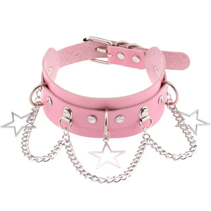 Black PU leather choker with heart rivets, Y2K goth punk necklace, trendy girls fashion accessory, PressureDen.store product.