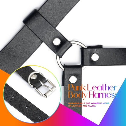 Black Waist Harness Belt Fashion plus Size Leather Harness Belts Goth Chest Body Belt for Women