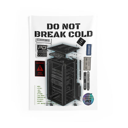 Do Not Break Cold Server Rack Wall Tapestry — Tech Blueprint Decor