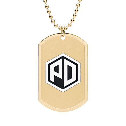 Hexagon PD Logo Dog Tag Necklace — Engraved Military-Style Pendant
