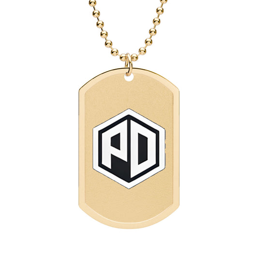 Hexagon PD Logo Dog Tag Necklace — Engraved Military-Style Pendant