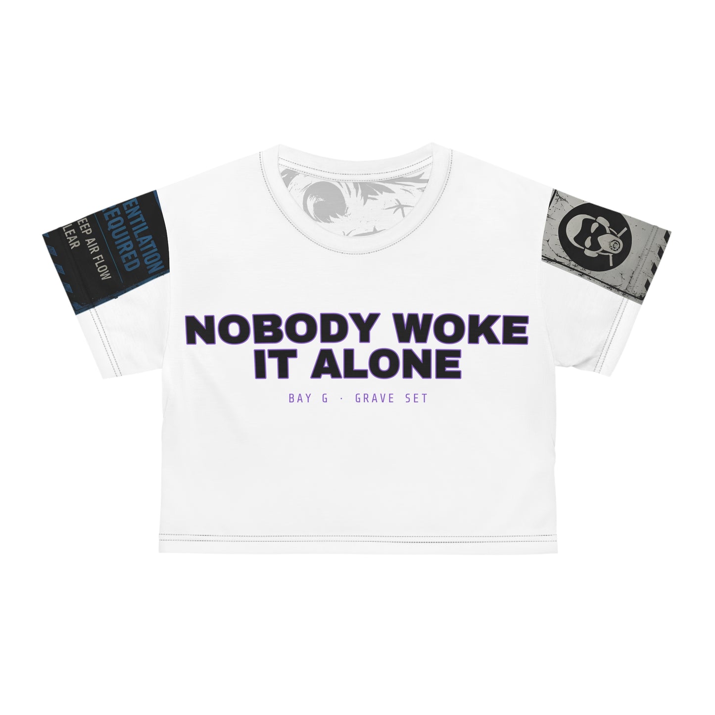 Nobody Woke It Alone Crop Tee (AOP) — VIOLET
