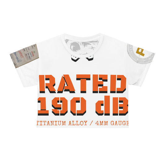 Rated 190 dB Crop Tee (AOP) — Charcoal, SAFETY
