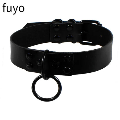 New Goth Choker Necklace Men Punk Rock Heart Geometry PU Necklace for Women Choker Gothic Bondage Goth Chocker Neck Jewelry