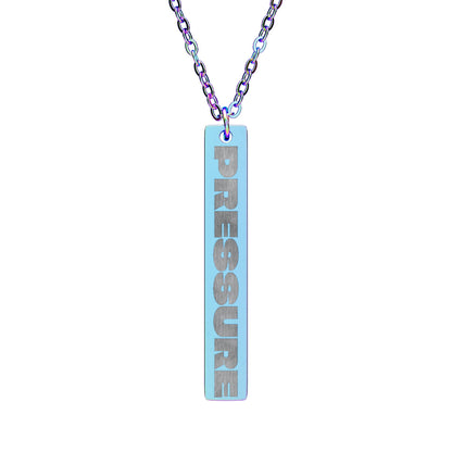 Pressure Vertical Bar Necklace — Engraved Pendant Jewelry