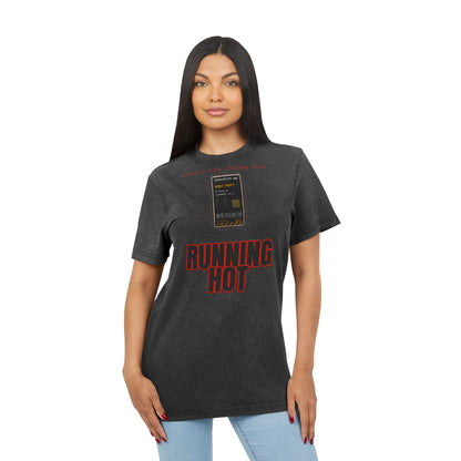 RUNNING HOT Acid Washed Round Neck Tee