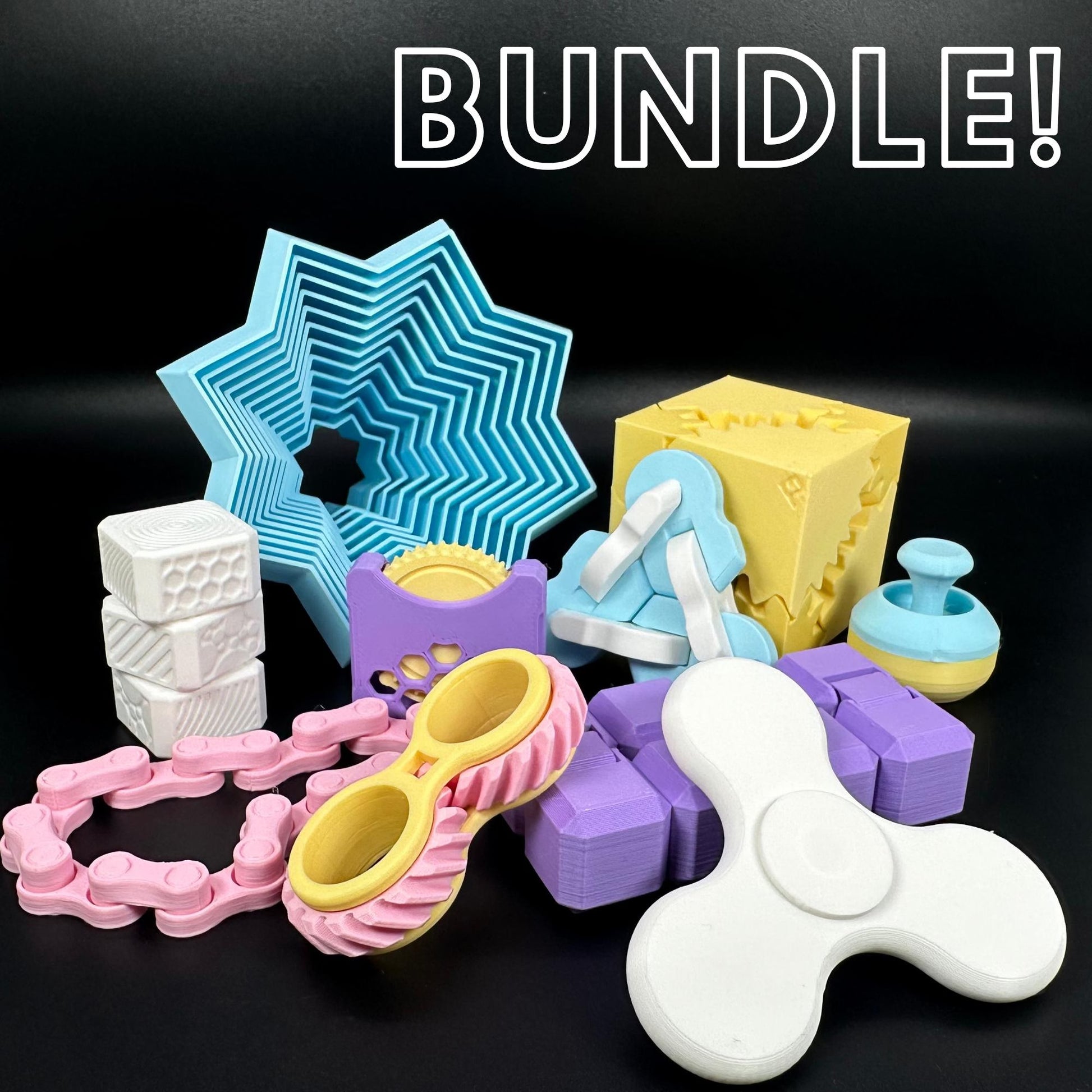 Ultimate 3D Printed Fidget Toy Bundle - Fun, Colorful Gadgets for Kids and Adults, Perfect Gift for Stress Relief!