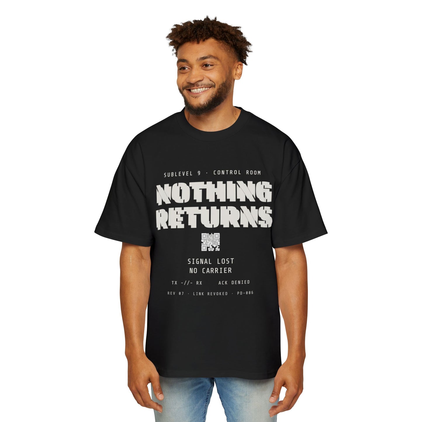 NO SIGNAL RETURNS Men's Heavy Oversized Tee