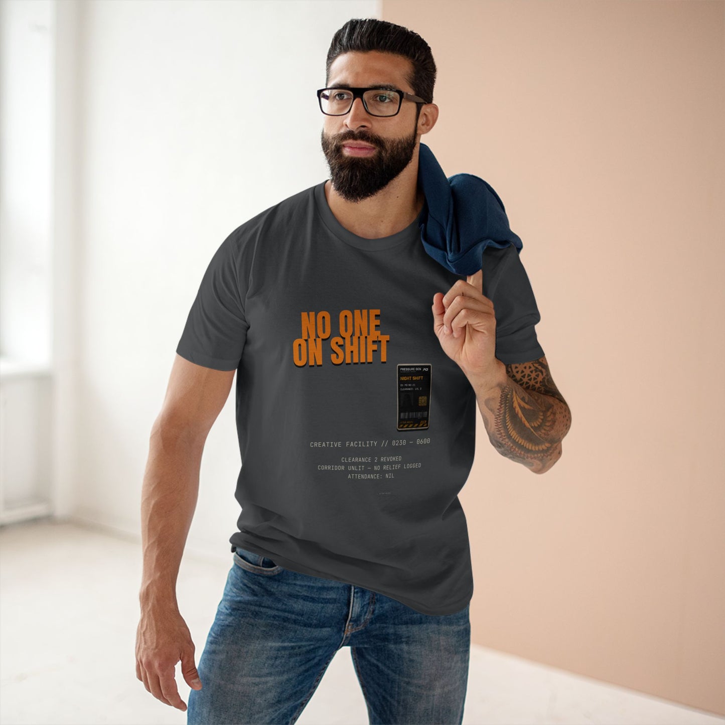 No One On Shift — Adult Staple Tee
