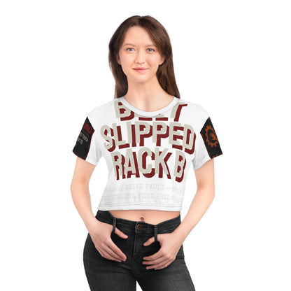 Belt Slipped 0154 Crop Tee (AOP) — Charcoal