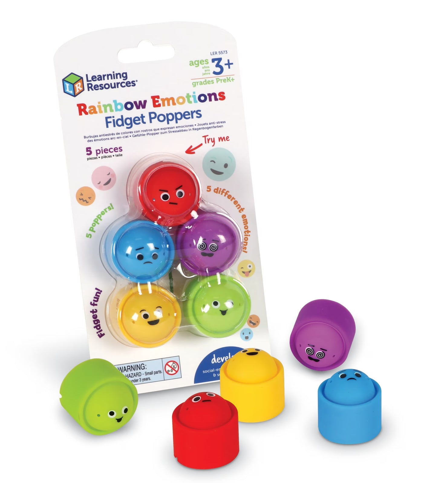 Rainbow Emotion Fidget Poppers - Fun Sensory Toy for Social-Emotional Learning, Perfect for Ages 3+