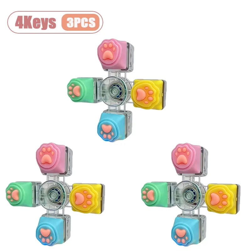 Cat Paw Clicker Keychain with LED Light - Stress Relief Fidget Toy for Anxiety - Portable and Fun!
