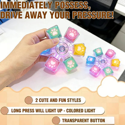 Cat Paw Clicker Keychain with LED Light - Stress Relief Fidget Toy for Anxiety - Portable and Fun!