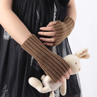 Kawaii crochet fingerless winter gloves for women, gothic lolita style arm warmers, stylish winter accessories by PressureDen.store