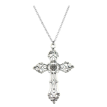 Gothic vintage cross pendant necklace from PressureDen.store featuring edgy Y2K grunge chain jewelry for men and women.