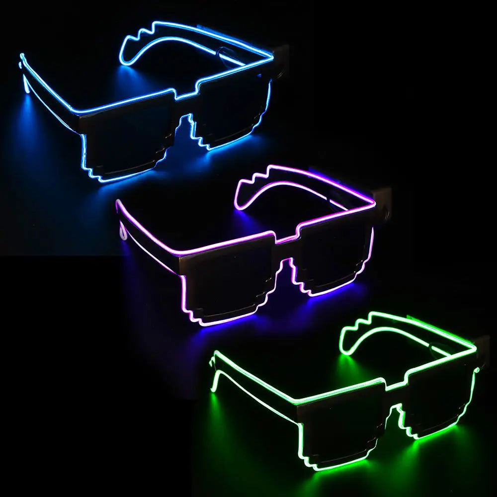 Mosaic LED Glow-in-the-Dark Glasses - Perfect for Rave Parties & Neon Christmas Fun!
