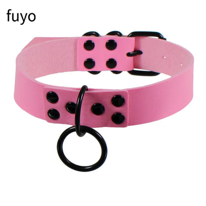 Sexy Goth Choker Necklace Men Punk Rock Heart Geometry PU Necklace for Women Choker Gothic Bondage Goth Jewelry Chocker Neck