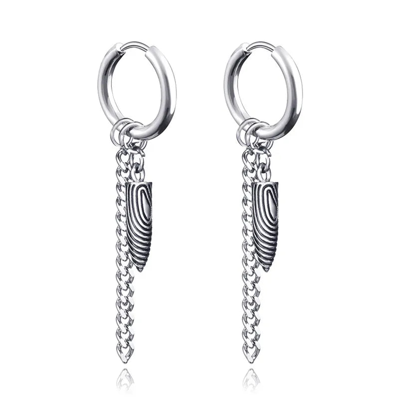 New Punk Stainless Steel Chain Hoop Earrings for Women Men 2021 Trendy Goth Pop Hip Hop Pendants Ear Jewelry Accessories Earring