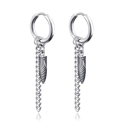 New Punk Stainless Steel Chain Hoop Earrings for Women Men 2021 Trendy Goth Pop Hip Hop Pendants Ear Jewelry Accessories Earring