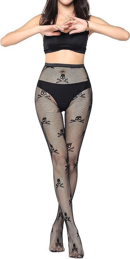 Elegant Fishnet Thigh-High Tights - Stylish Patterned Lace Leggings & Stockings in Classic Black