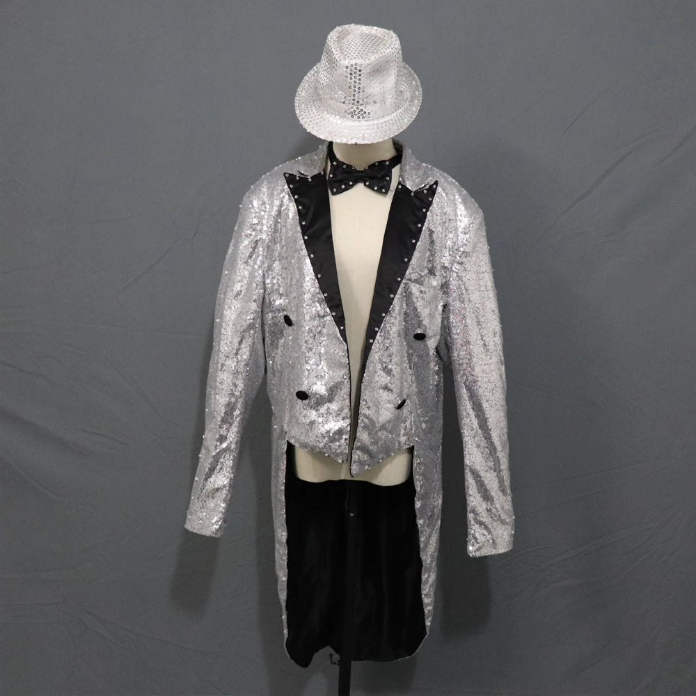Fashion Swallowtail LED Tuxedo Luminous Costumes Glowing Vestidos LED Clothing Show Men LED Clothes Dance Accessories