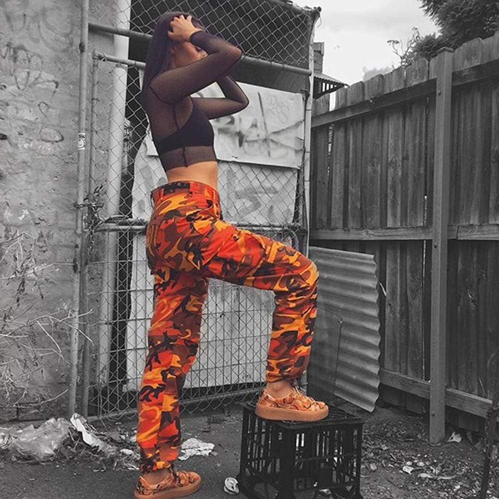 Chic Women's Camo Cargo Jogger Pants - Elastic Waist & Pockets for Ultimate Comfort!