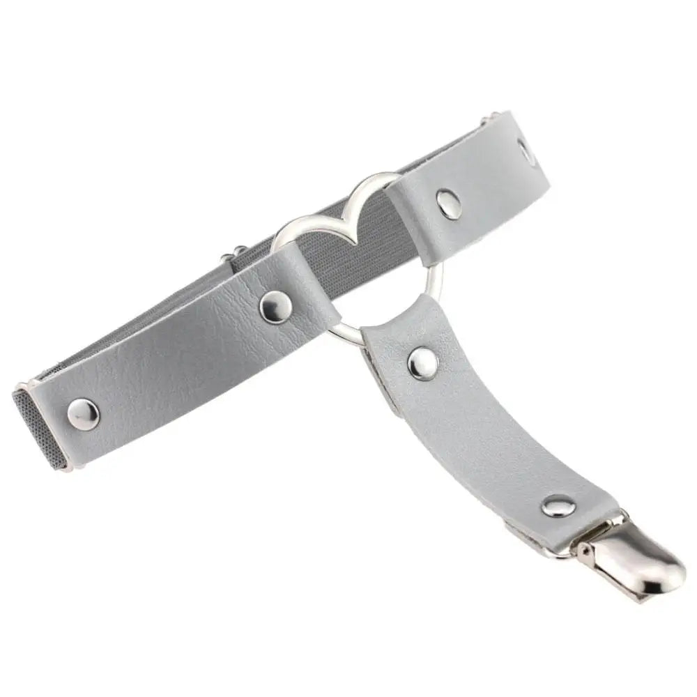 Punk Goth PU Leather Elastic Garter Belt Leg Thigh Ring Suspender Stockings Belt Leg Chain Harness Heart Body Jewelry