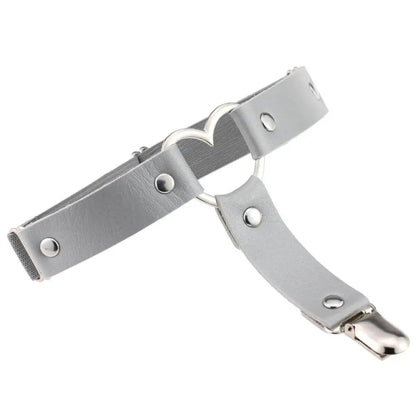 Punk Goth PU Leather Elastic Garter Belt Leg Thigh Ring Suspender Stockings Belt Leg Chain Harness Heart Body Jewelry