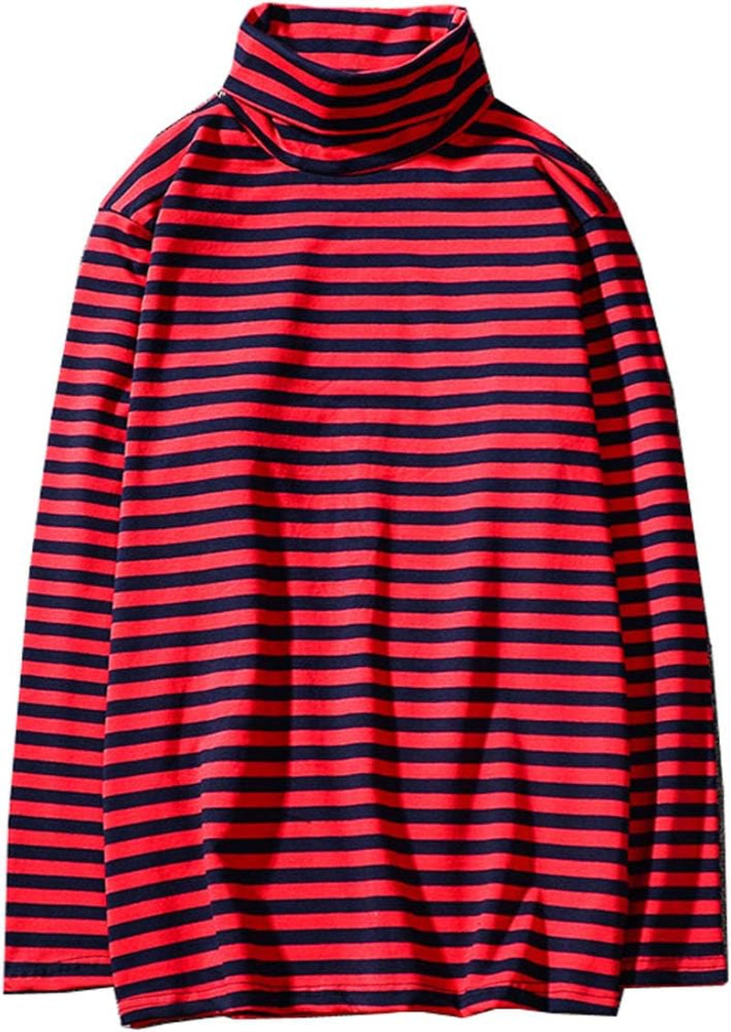 Hotmiss men's black and white striped crewneck tee featuring soft cotton-spandex long sleeves for stylish comfort.