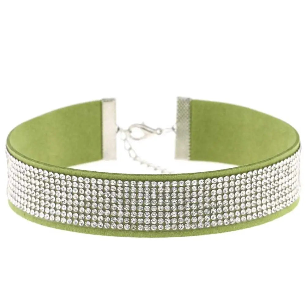 Trendy Harajuku crystal Gothic choker necklace with black PU leather collar, perfect for punk fashion enthusiasts.