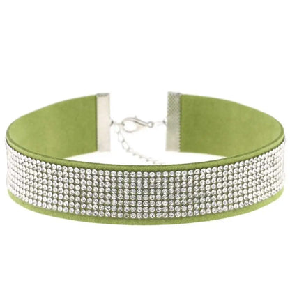 Trendy Harajuku crystal Gothic choker necklace with black PU leather collar, perfect for punk fashion enthusiasts.