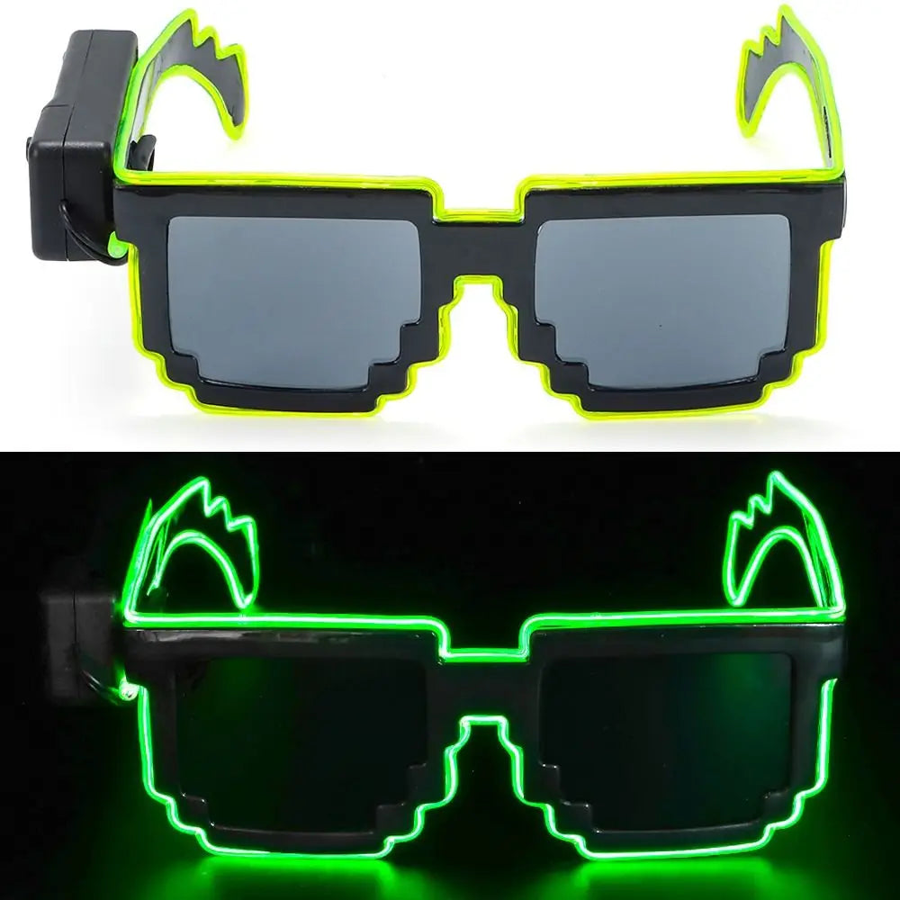 Mosaic LED Glow-in-the-Dark Glasses - Perfect for Rave Parties & Neon Christmas Fun!