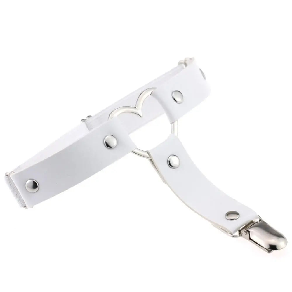Punk Goth PU Leather Elastic Garter Belt Leg Thigh Ring Suspender Stockings Belt Leg Chain Harness Heart Body Jewelry