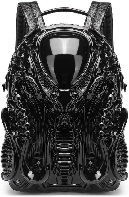 Men's Goth Alien Y2K Xenomorph backpack by CerfoParlen, stylish black outdoor bag featuring alien and Xenomorph design.
