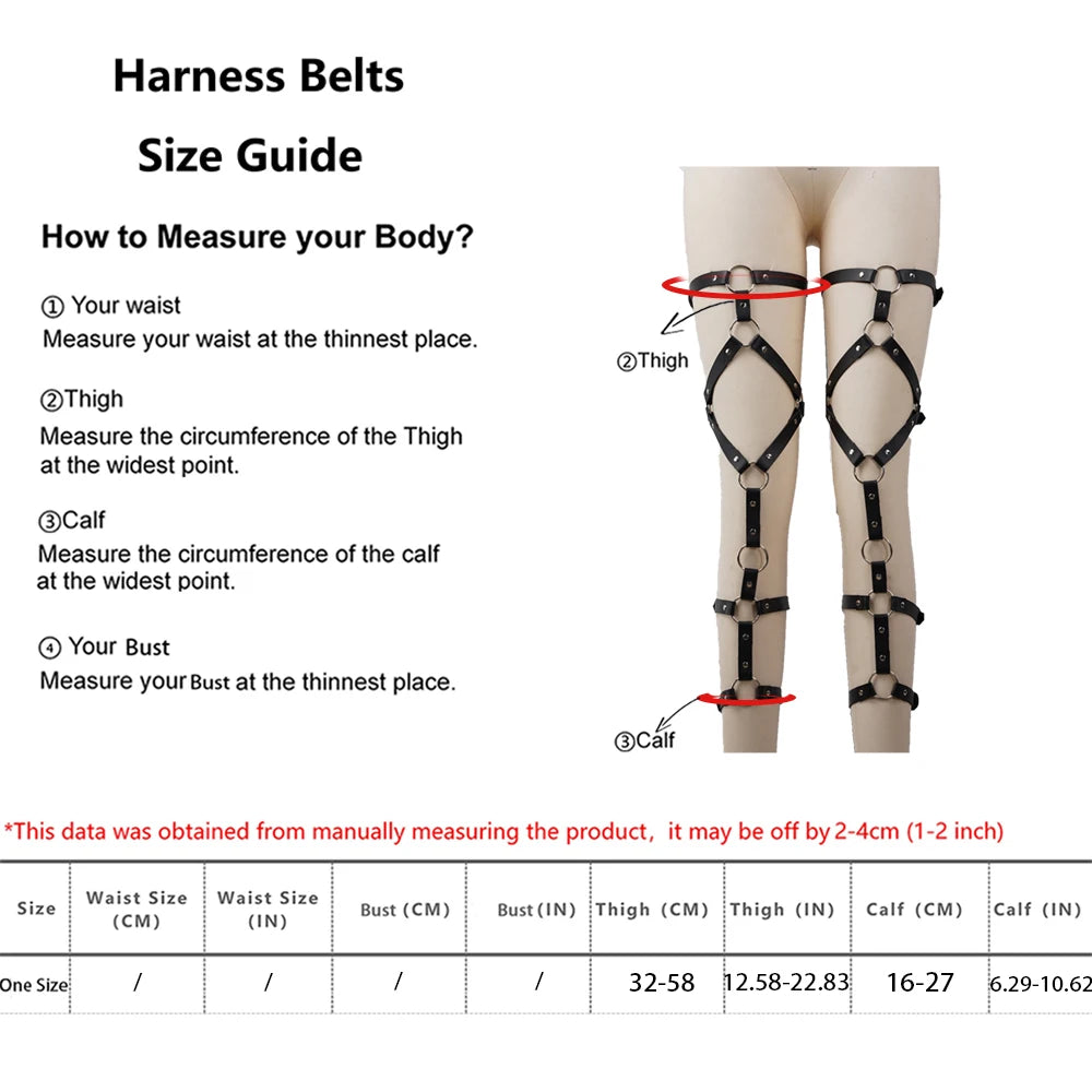 Women Fashion Leather Suspender for Legs Street Style Straps Thigh Bondage Harness Caged Leg Harness Goth Clothing Accessories