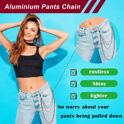 Punk Trousers Chain Hip Hop Pants Chain Pocket Chain Belt Chain Rock Jean Chain for Eboy and Egirl, Wallet Chains for Men and Women
