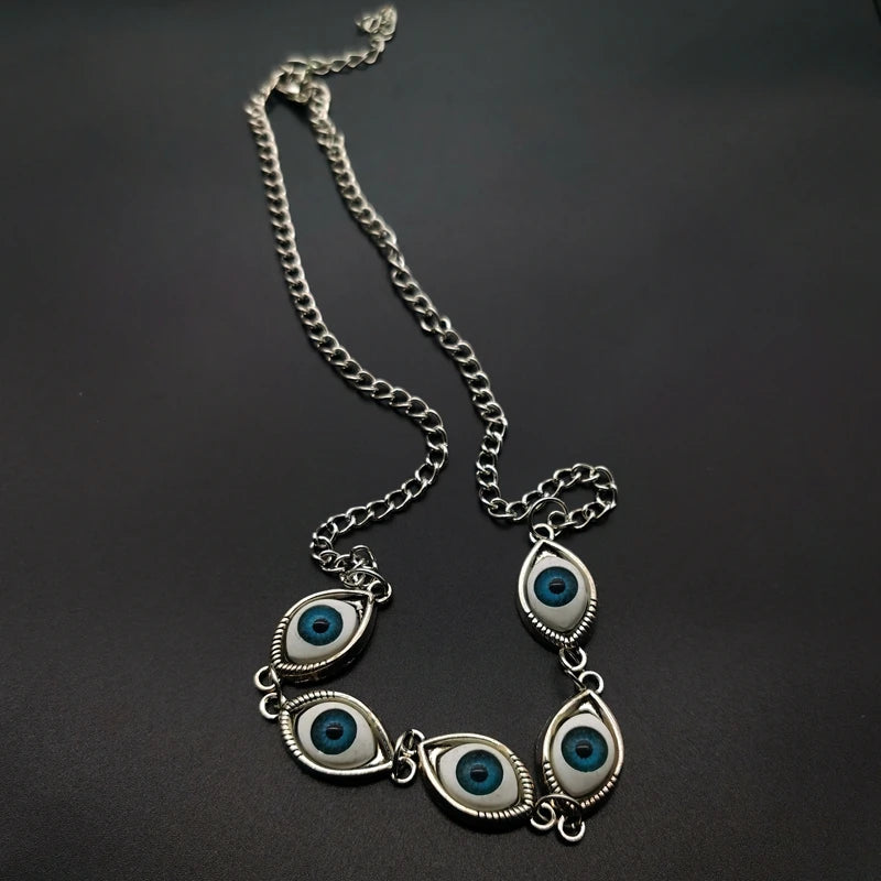 Goth Gothic Kpop Evil Eye Chain Necklace for Man Women Pendant Choker Necklace New Fashion Jewelry Vintage Punk