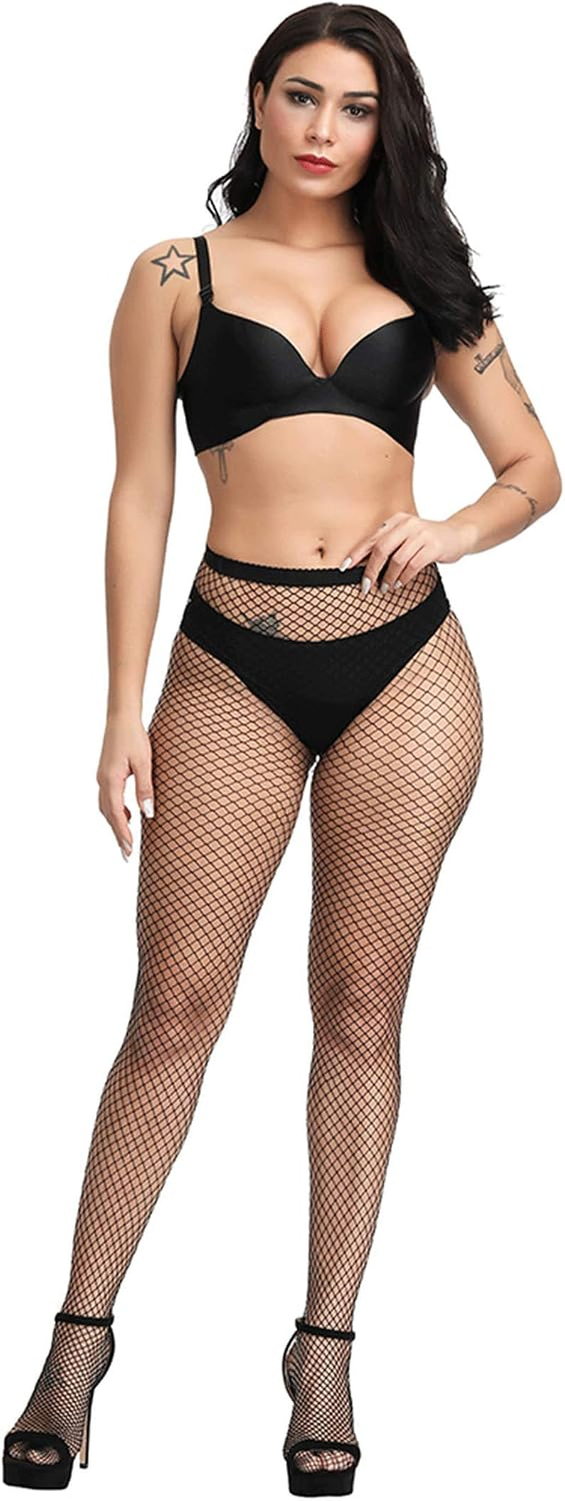 Sexy High Waisted Fishnet Tights for Women - Wide Mesh Stockings