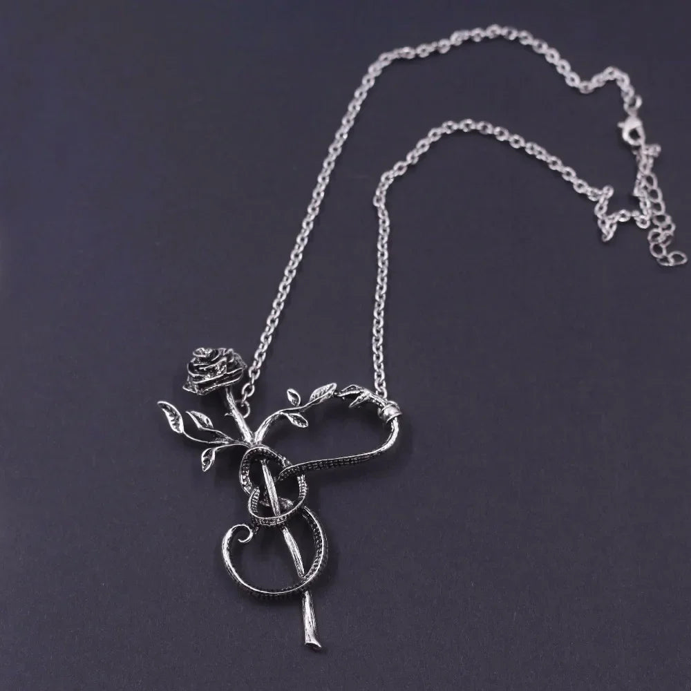 Gothic dragon bat eagle heart rose pendant necklace with intricate metalwork, ideal for men and women’s costume jewelry.