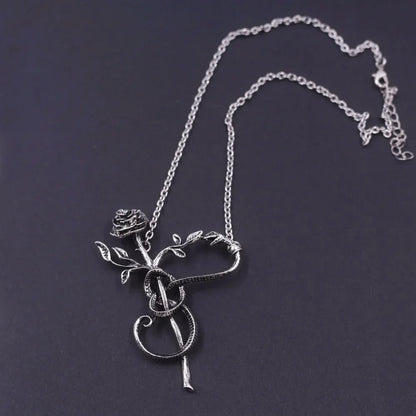 Gothic dragon bat eagle heart rose pendant necklace with intricate metalwork, ideal for men and women’s costume jewelry.