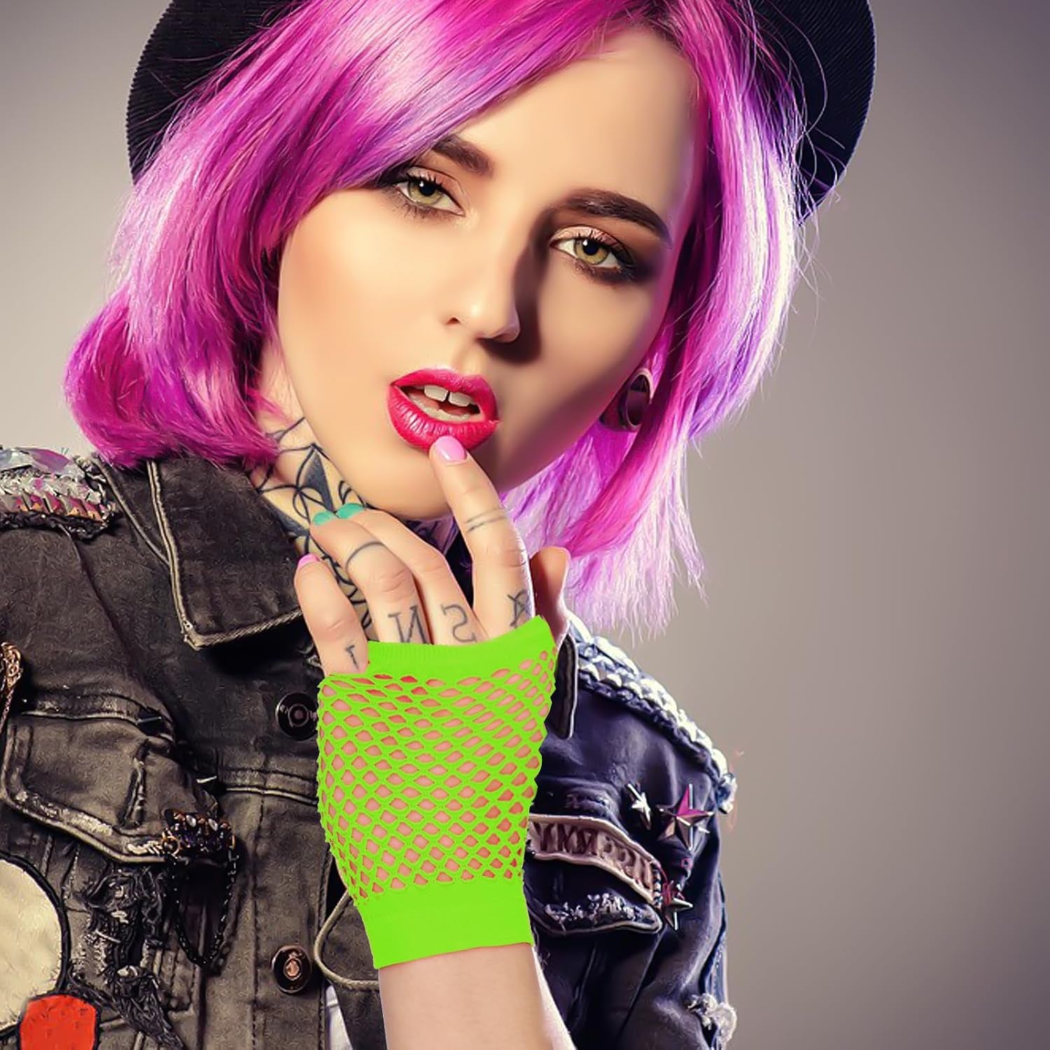 2 Pairs Fishnet Gloves Fingerless 80S Short Fishnet Gloves Women Fish Net Glove Emo Goth 80S Scene Accessories