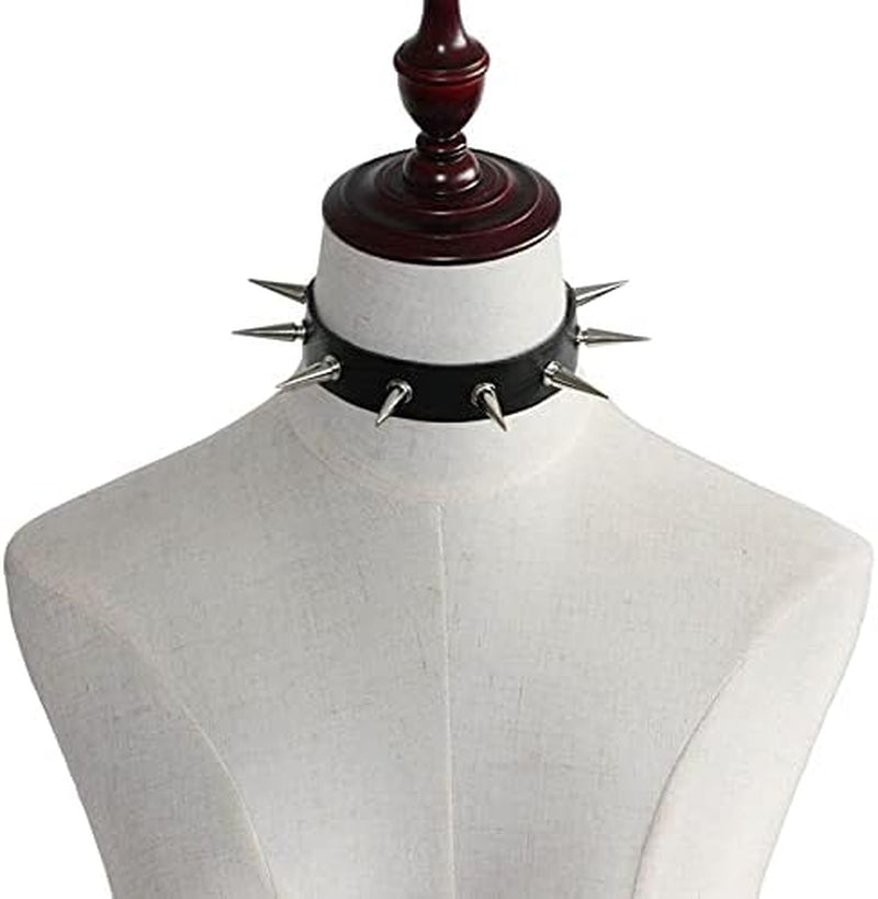 Black Spiked Leather Choker Collar Necklace for Women Gothic Punk PU Chokers Necklaces Halloween Costumes Cosplay Accessories for Women Spike Chokers Collars Necklace