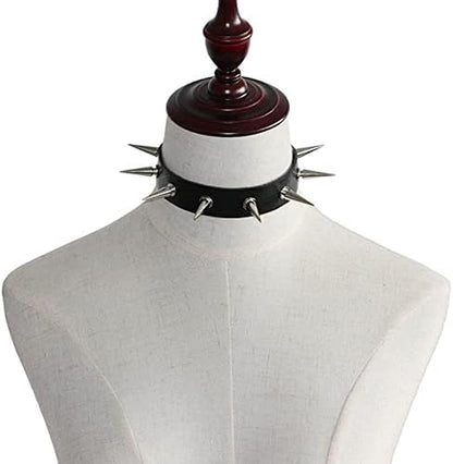 Black Spiked Leather Choker Collar Necklace for Women Gothic Punk PU Chokers Necklaces Halloween Costumes Cosplay Accessories for Women Spike Chokers Collars Necklace