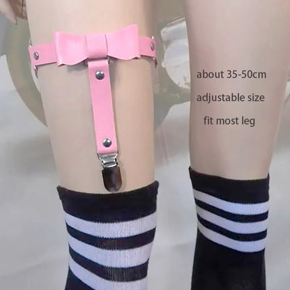 Sexy Leather Heart Belt Elastic Leg Thigh Garter Girl Women Harness Goth Accessories Black Gothic Rivet Punk Anklet