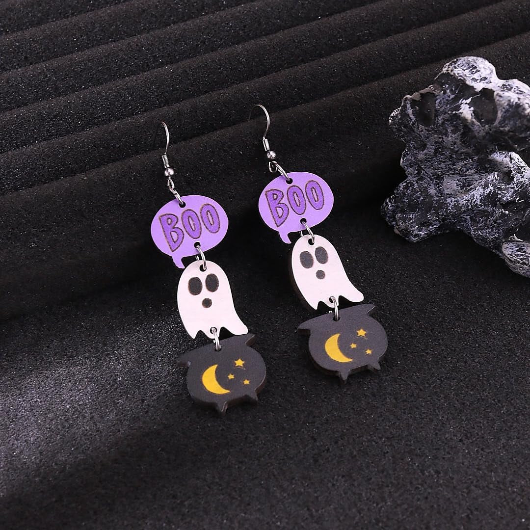Halloween Earrings for Women Goth Ghost Drop Dangle Earrings Punk Pumpkin Earring Witch Earring Halloween Costume Jewelry Accessories Emo Accessories