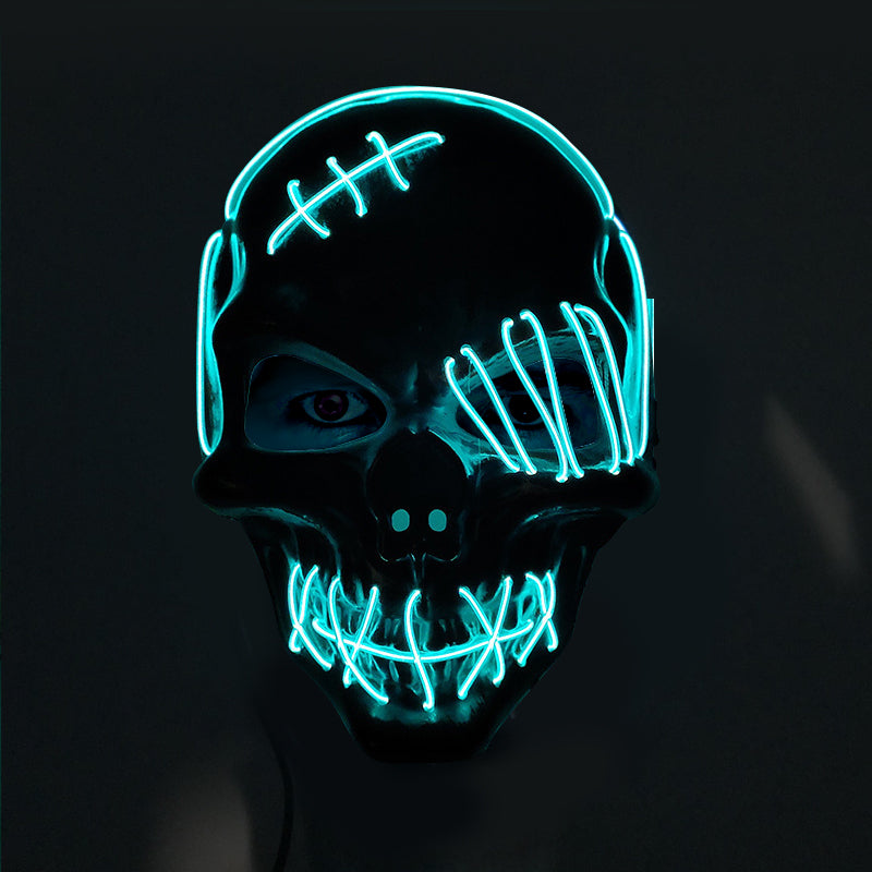 Glowing One-Eyed Pirate Mask for Halloween - LED EL Wire Cosplay Mask for Spooky Parties and Festivals